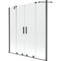 Mexen Velar Duo Kádparaván 2 részes  csúszó 160 x 150 cm,  átlátszó nano, gun gray s csiszolt- 896-160-000-02-66 Kádparaván Fürdökád Mexen