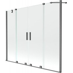 Mexen Velar Duo Kádparaván 2 részes  csúszó 170 x 150 cm,  átlátszó nano, gun gray s csiszolt- 896-170-000-02-66 Kádparaván Fürdökád Mexen