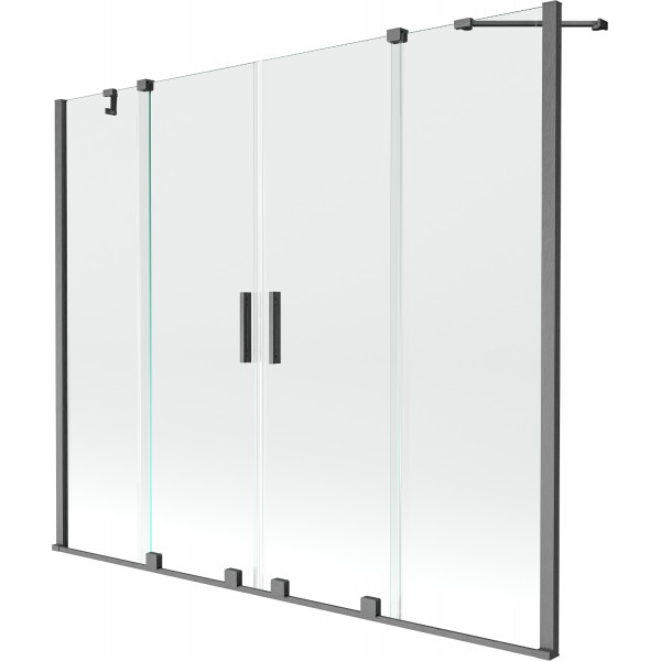 Mexen Velar Duo Kádparaván 2 részes  csúszó 180 x 150 cm,  átlátszó nano, gun gray s csiszolt- 896-180-000-02-66 Kádparaván