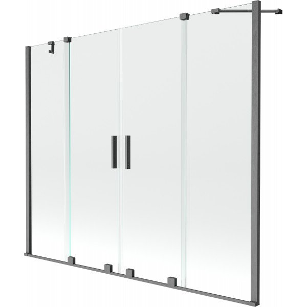 Mexen Velar Duo Kádparaván 2 részes  csúszó 180 x 150 cm,  átlátszó nano, gun gray s csiszolt- 896-180-000-02-66 Kádparaván