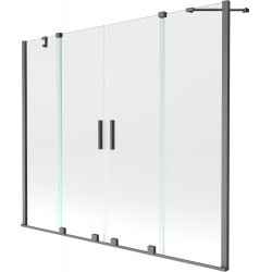 Mexen Velar Duo Kádparaván 2 részes  csúszó 180 x 150 cm,  átlátszó nano, gun gray s csiszolt- 896-180-000-02-66 Kádparaván Fürdökád Mexen