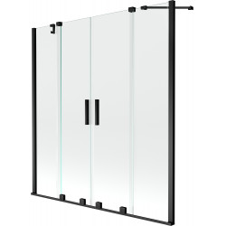 Mexen Velar Duo Kádparaván 2 részes  csúszó 140 x 150 cm,  átlátszó nano, fekete - 896-140-000-02-70 Kádparaván Fürdökád Mexen
