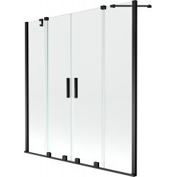 Mexen Velar Duo Kádparaván 2 részes  csúszó 140 x 150 cm,  átlátszó nano, fekete - 896-140-000-02-70 Kádparaván Fürdökád Mexen