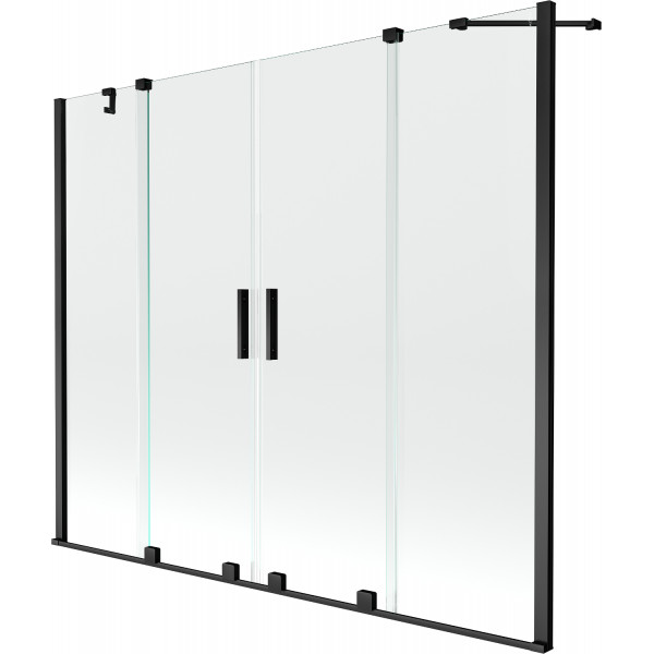 Mexen Velar Duo Kádparaván 2 részes  csúszó 180 x 150 cm,  átlátszó nano, fekete - 896-180-000-02-70 Kádparaván