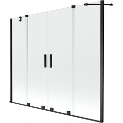 Mexen Velar Duo Kádparaván 2 részes  csúszó 180 x 150 cm,  átlátszó nano, fekete - 896-180-000-02-70 Kádparaván Fürdökád Mexen
