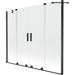 Mexen Velar Duo Kádparaván 2 részes  csúszó 180 x 150 cm,  átlátszó nano, fekete - 896-180-000-02-70 Kádparaván Fürdökád Mexen