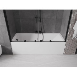 Mexen Velar Duo Kádparaván 2 részes  csúszó 200 x 150 cm,  átlátszó nano, fekete - 896-200-000-02-70 Kádparaván