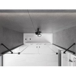 Mexen Velar Duo Kádparaván 2 részes  csúszó 200 x 150 cm,  átlátszó nano, fekete - 896-200-000-02-70 Kádparaván