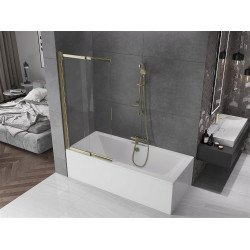 Mexen Fox Kádparaván 2 részes  csúszó 85 x 150 cm,  átlátszó nano, arany - 891-085-002-50-00 Kádparaván Fürdökád Mexen