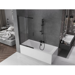Mexen Fox Kádparaván 2 részes  csúszó 85 x 150 cm,  átlátszó nano, fekete - 891-085-002-70-00 Kádparaván Fürdökád Mexen