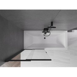 Mexen Fox Kádparaván 2 részes  csúszó 85 x 150 cm,  átlátszó nano, fekete - 891-085-002-70-00 Kádparaván