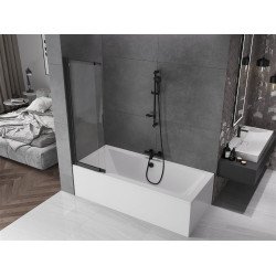 Mexen Fox Kádparaván 2 részes  csúszó 85 x 150 cm,  átlátszó nano, fekete - 891-085-002-70-00 Kádparaván