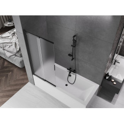 Mexen Fox Kádparaván 2 részes  csúszó 85 x 150 cm, szron, fekete - 891-085-002-70-30 Kádparaván