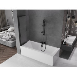 Mexen Fox Kádparaván 2 részes  csúszó 85 x 150 cm, szron, fekete - 891-085-002-70-30 Kádparaván