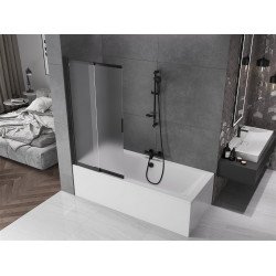Mexen Fox Kádparaván 2 részes  csúszó 85 x 150 cm, szron, fekete - 891-085-002-70-30 Kádparaván Fürdökád Mexen