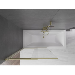 Mexen Fox Kádparaván 2 részes  csúszó 100 x 150 cm,  átlátszó nano, arany - 891-100-002-50-00 Kádparaván