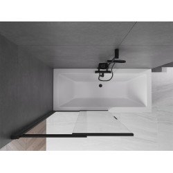 Mexen Fox Kádparaván 2 részes  csúszó 100 x 150 cm,  átlátszó nano, fekete - 891-100-002-70-00 Kádparaván