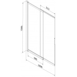 Mexen Fox Kádparaván 2 részes  csúszó 100 x 150 cm, szron, króm - 891-100-002-01-30 Kádparaván