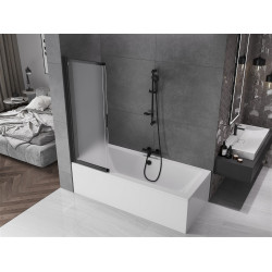 Mexen Fox Kádparaván 2 részes  csúszó 100 x 150 cm, szron, fekete - 891-100-002-70-30 Kádparaván