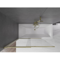 Mexen Fox Kádparaván 2 részes  csúszó 120 x 150 cm,  átlátszó nano, arany - 891-120-002-50-00 Kádparaván
