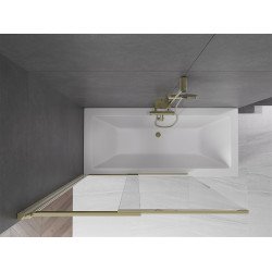 Mexen Fox Kádparaván 2 részes  csúszó 120 x 150 cm,  átlátszó nano, arany - 891-120-002-50-00 Kádparaván