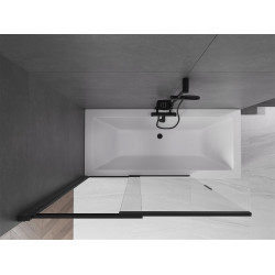 Mexen Fox Kádparaván 2 részes  csúszó 120 x 150 cm,  átlátszó nano, fekete - 891-120-002-70-00 Kádparaván