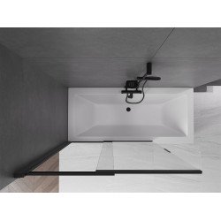 Mexen Fox Kádparaván 2 részes  csúszó 120 x 150 cm,  átlátszó nano, fekete - 891-120-002-70-00 Kádparaván