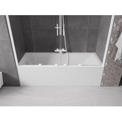 Mexen Velar Duo Kádparaván 2 részes  csúszó 190 x 150 cm,  átlátszó nano,  fehér  - 896-190-000-02-20 Kádparaván