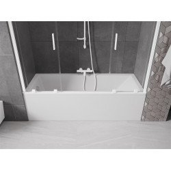 Mexen Velar Duo Kádparaván 2 részes  csúszó 190 x 150 cm,  átlátszó nano,  fehér  - 896-190-000-02-20 Kádparaván