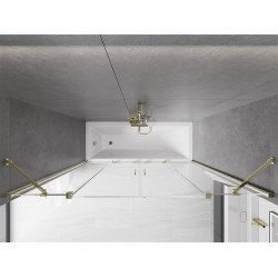 Mexen Velar Duo Kádparaván 2 részes  csúszó 190 x 150 cm,  átlátszó nano, arany - 896-190-000-02-50 Kádparaván