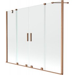 Mexen Velar Duo Kádparaván 2 részes  csúszó 190 x 150 cm,  átlátszó nano, réz csiszolt- 896-190-000-02-65 Kádparaván Fürdökád Mexen