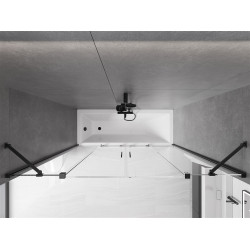 Mexen Velar Duo Kádparaván 2 részes  csúszó 190 x 150 cm,  átlátszó nano, fekete - 896-190-000-02-70 Kádparaván