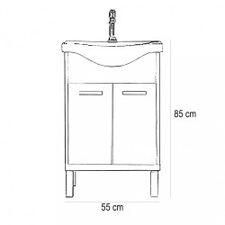 Nerva 55 cm-es butorhoz alsószekrény, mosdóval, Rauna szil Mosdószekrény Mosdószekrény Luxury