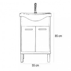 Nerva 55 cm-es butorhoz alsószekrény, mosdóval, Sonoma tölgy Mosdószekrény Mosdószekrény Luxury
