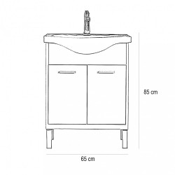 Nerva 65 cm-es butorhoz alsószekrény, mosdóval, Sonoma tölgy Mosdószekrény