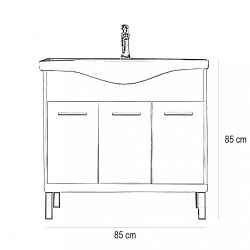 Nerva 85 cm-es butorhoz alsószekrény, mosdóval, Sonoma tölgy Mosdószekrény