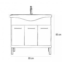 Nerva 85 cm-es butorhoz alsószekrény, mosdóval, Sonoma tölgy Mosdószekrény