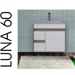 Luna 60 alsó fürdöszoba butor mosdóval, Rauna szil-Fehér Mosdószekrény Mosdószekrény Luxury