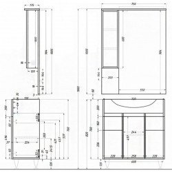 Bianca Plus 75 komplett fürdöszobabútor, sonoma tölgy szinben, jobbos nyitási irány Komplett fürdöszoba butor Komplett fürdöszoba butor Luxury