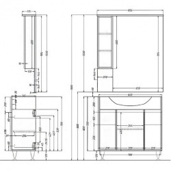 Bianca Plus 85 fürdöszoba butor felsöszekrény, sonoma tölgy színben, jobbos nyitásirány Fürdöszoba tükrös szekrény