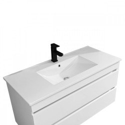 Cube Fürdöszobabútor 100 cm kerámia mosdóval (2 fiókos) tükörrel 60x100 cm magasfényü festett fehér Komplett fürdöszoba butor