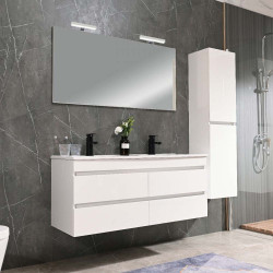 Cube Fürdöszobabútor 120 cm kerámia mosdóval tükörrel 60x120 cm magasfényü festett fehér Komplett fürdöszoba butor Komplett fürdöszoba butor Luxury