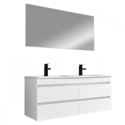 Cube Fürdöszobabútor 120 cm kerámia mosdóval tükörrel 60x120 cm magasfényü festett fehér Komplett fürdöszoba butor Komplett fürdöszoba butor Luxury