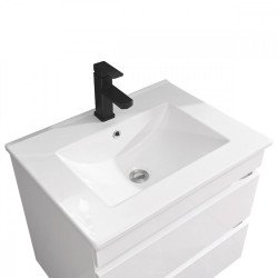 Cube Fürdöszobabútor 60 cm kerámia mosdóval (2 fiókos) tükörrel 60x80 cm magasfényü festett fehér Komplett fürdöszoba butor