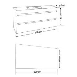 Cube 120 Fürdöszobabútor 1 medencés kerámia mosdóval tükörrel 60x120 cm magasfényü festett fehér Komplett fürdöszoba butor