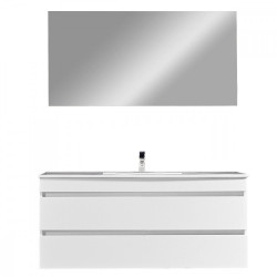 Cube 120 Fürdöszobabútor 1 medencés kerámia mosdóval tükörrel 60x120 cm magasfényü festett fehér Komplett fürdöszoba butor Komplett fürdöszoba butor Luxury