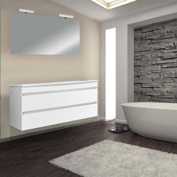 Cube 120 Fürdöszobabútor 1 medencés kerámia mosdóval tükörrel 60x120 cm magasfényü festett fehér Komplett fürdöszoba butor