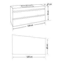Cube 120 Fürdöszobabútor 1 medencés kerámia mosdóval tükörrel 60x120 cm magasfényü festett fehér Komplett fürdöszoba butor