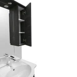 Vanessa 65 fürdõszoba bútor felsõszekrény Fekete Freya tölgy Fürdöszoba tükrös szekrény