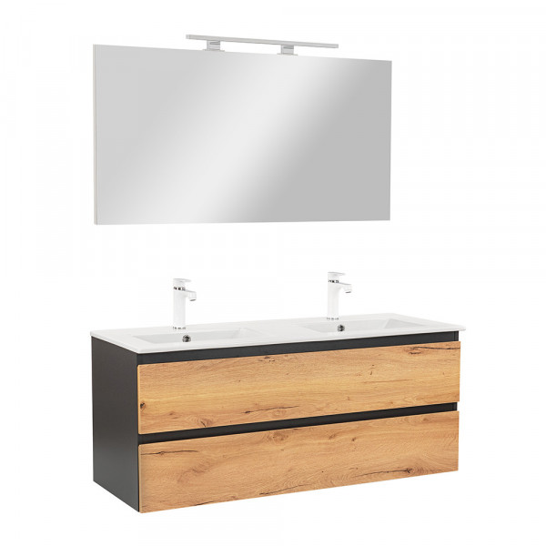 Vario Forte 120 komplett fürdõszoba bútor antracit-tölgy Komplett fürdöszoba butor